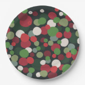 Modern Red Green Kerstpoka Dot Papieren Bordje (Voorkant)