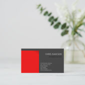 Modern Red Grey Simple Plain Visitekaartje (Staand voorkant)