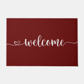 Modern Red Hand Scripted Welkom Deurmat (Voorkant)