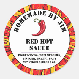 Modern Red Hot Chili Sauce Pepper Label