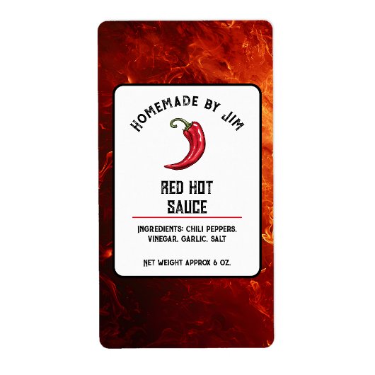 Modern Red Hot Chili Sauce Pepper Label