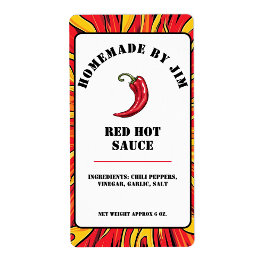 Modern Red Hot Chili Sauce Pepper Label