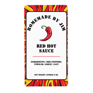 Modern Red Hot Chili Sauce Pepper Label