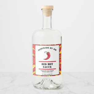 Modern Red Hot Chili Sauce Pepper Label Likeurfles Etiket