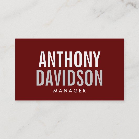 Modern Red Huge Bold Text Visitekaartje (Voorkant)