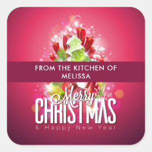 Modern Red Kerstschilderafbeelding Keuken Vierkante Sticker