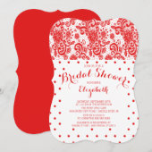 Modern Red Lace Bridal Shower Kaart (Voorkant / Achterkant)
