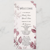 Modern Red Leaves Wedding Programma (Voorkant / Achterkant)