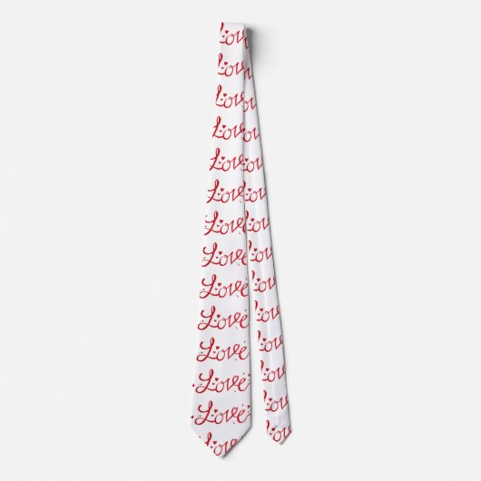 Modern Red Love Typografie Stropdas (Voorkant)