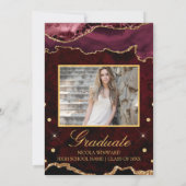 Modern Red Marble Agate Graduation Party Kaart (Achterkant)
