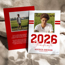 Modern Red Masculine Photo Graduation