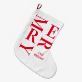 Modern Red Merry en Bright Feestdagen Grote Kerstsok (Voorkant (Hangend))