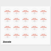 Modern Red Merry kerst Ronde Sticker (Vel)