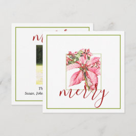 Modern Red Merry Poinsettia Holiday Flat Notitiekaartje