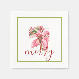 Modern Red Merry Poinsettia Holiday Servet