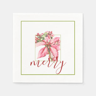 Modern Red Merry Poinsettia Holiday Servet