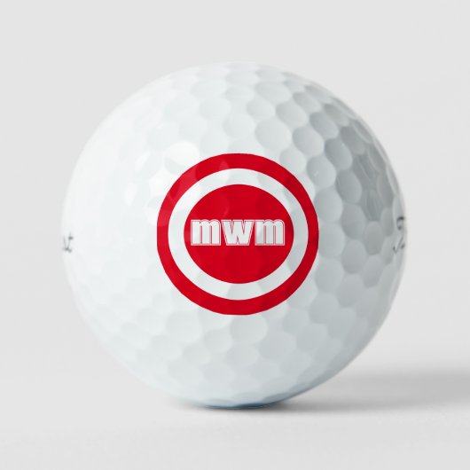 Modern Red Monogram Custom Golf Balls Golfballen (Voorkant)