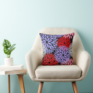 Modern Red Paars Pink Dahlia Floral Kussen