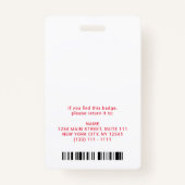 Modern Red Photo Barcode Business Logo Name Badge (Achterkant)
