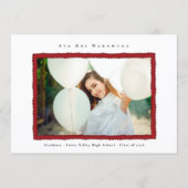 Modern Red Photo Frame Graduation Class of 2026 Aankondiging (Voorkant)