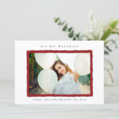 Modern Red Photo Frame Graduation Class of 2026 Aankondiging (Staand voorkant)