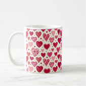 Modern Red & Pink Hearts Pattern Koffiemok (Links)