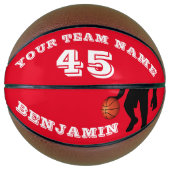 Modern Red Player Team Name Number Basketball Basketbal (Voorkant)