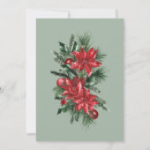 Modern Red Poinsettia Greenery Christmas Dinner Kaart (Achterkant)