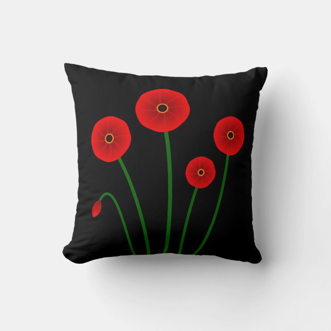 Modern Red Poppies Accent Pillow Kussen (Voorkant)