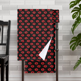 Modern Red Poppy Pattern op Black Bad Handdoek