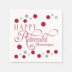 Modern Red Retirement Party Napkins Servet