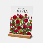 Modern Red Rose Minimalist Name I Love You (Angle)