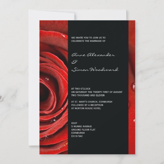 Modern Red Rose Wedding 5 voor 7 Kaart (Voorkant)