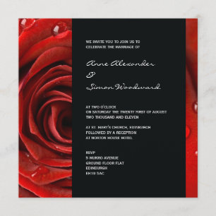 Modern Red Rose Wedding Invitation Kaart