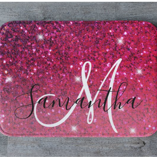 Modern Red & Roze Glitter Sparkles Badmat