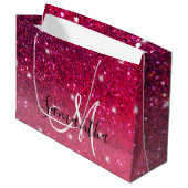 Modern Red & Roze Glitter Sparkles Groot Cadeauzakje (Voorkant Gekanteld)