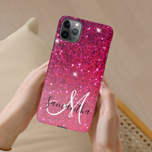 Modern Red & Roze Glitter Sparkles iPhone Hoesje
