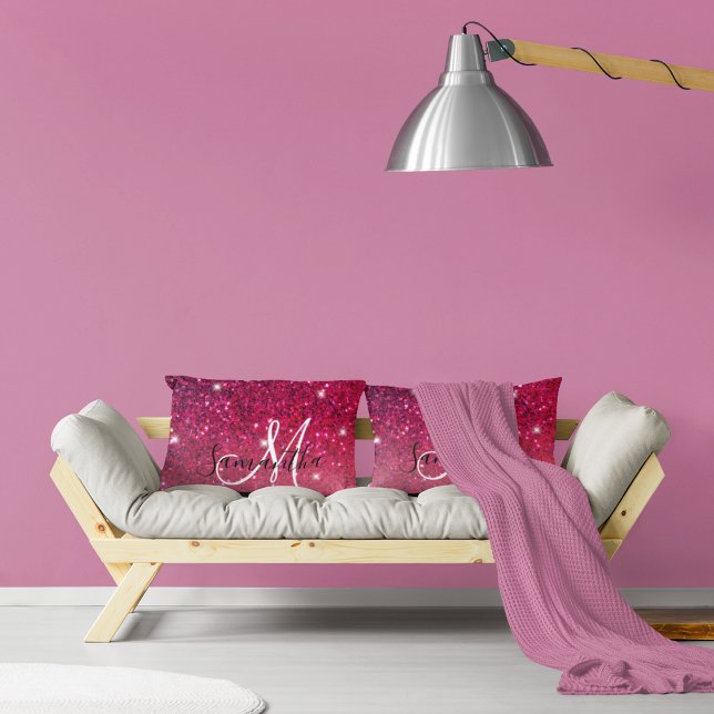 Modern Red & Roze Glitter Sparkles Kussen (Creator heeft geüpload)