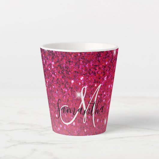Modern Red & Roze Glitter Sparkles Latte Mok (Voorkant)