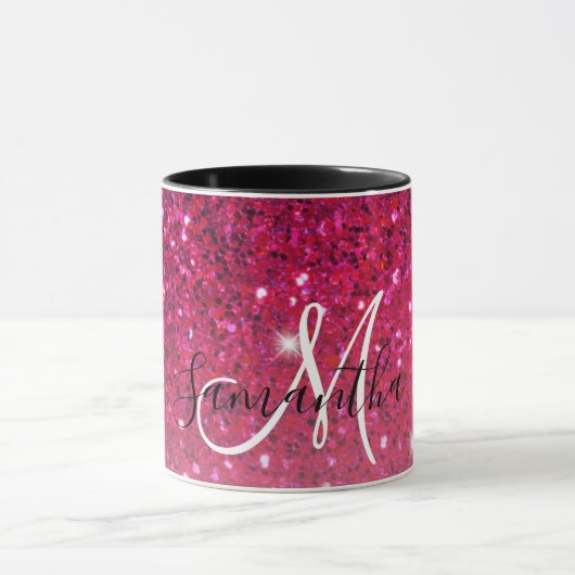 Modern Red & Roze Glitter Sparkles Mok (Midden)