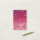 Modern Red & Roze Glitter Sparkles Post-it® Notes (Op bureau)
