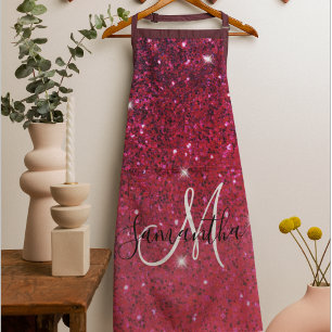 Modern Red & Roze Glitter Sparkles Schort