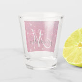 Modern Red & Roze Glitter Sparkles Shot Glas (Achterkant)