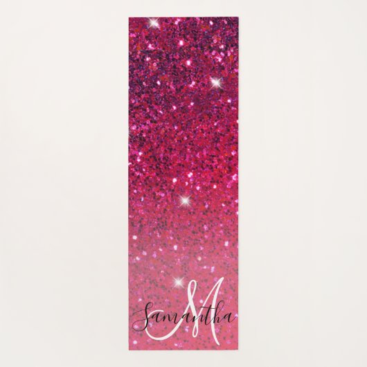 Modern Red & Roze Glitter Sparkles Yogamat (Achterkant)