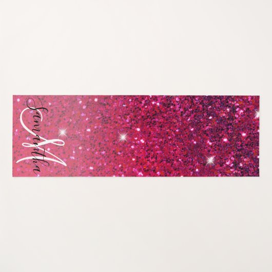 Modern Red & Roze Glitter Sparkles Yogamat (Voorkant (horizontaal))