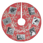 Modern Red Rustic Snowflake Voeg uw 7 foto toe Kerstboom Rok (Voorkant)