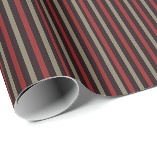Modern Red Sage Black Stripe Christmas Cadeaupapier (Rol Hoek)