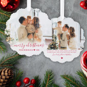 Modern Red Script 2 Familiefoto Kerstmis Ornament Kaart