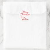 Modern Red Script Aangepaste naam Vrolijk Kerstfee Ronde Sticker (Tas)