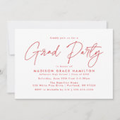 Modern Red Script Graduation Party Kaart (Voorkant)